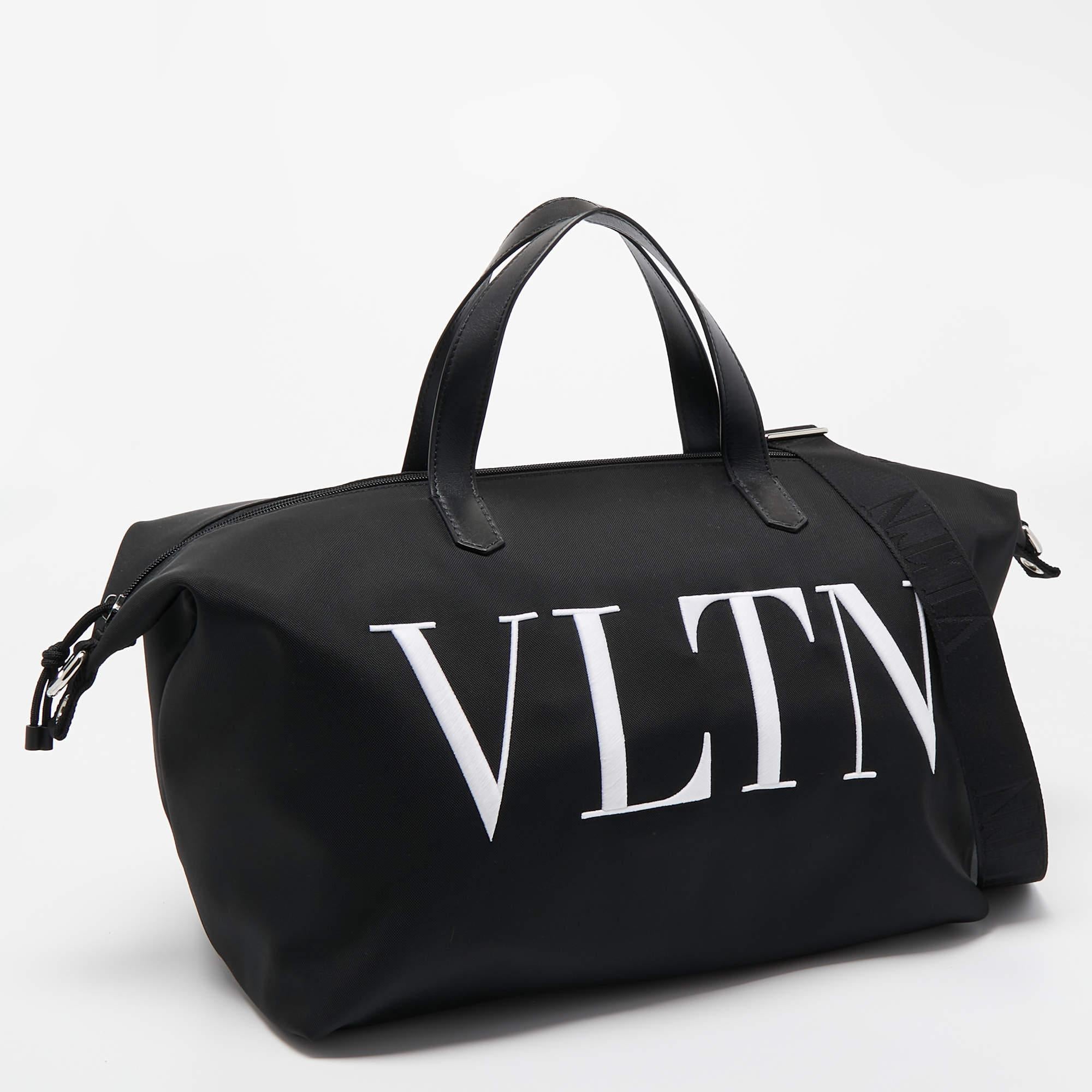 Men's Valentino Black Nylon VLTN Weekender Bag