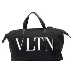 Valentino Black Nylon VLTN Weekender Bag