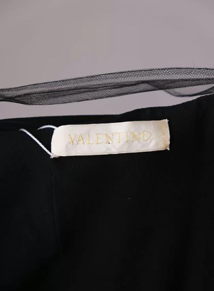 VALENTINO BLACK ONE SHOULDER GOWN DRESS with CRYSTAL EMBELLISHED BROOCH Sz 44 3