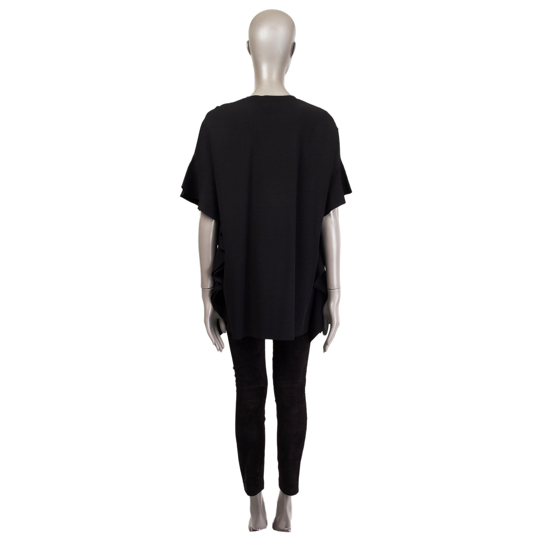 Black VALENTINO black OVERSIZED RUFFLE SEAM KNIT Blouse Shirt S For Sale