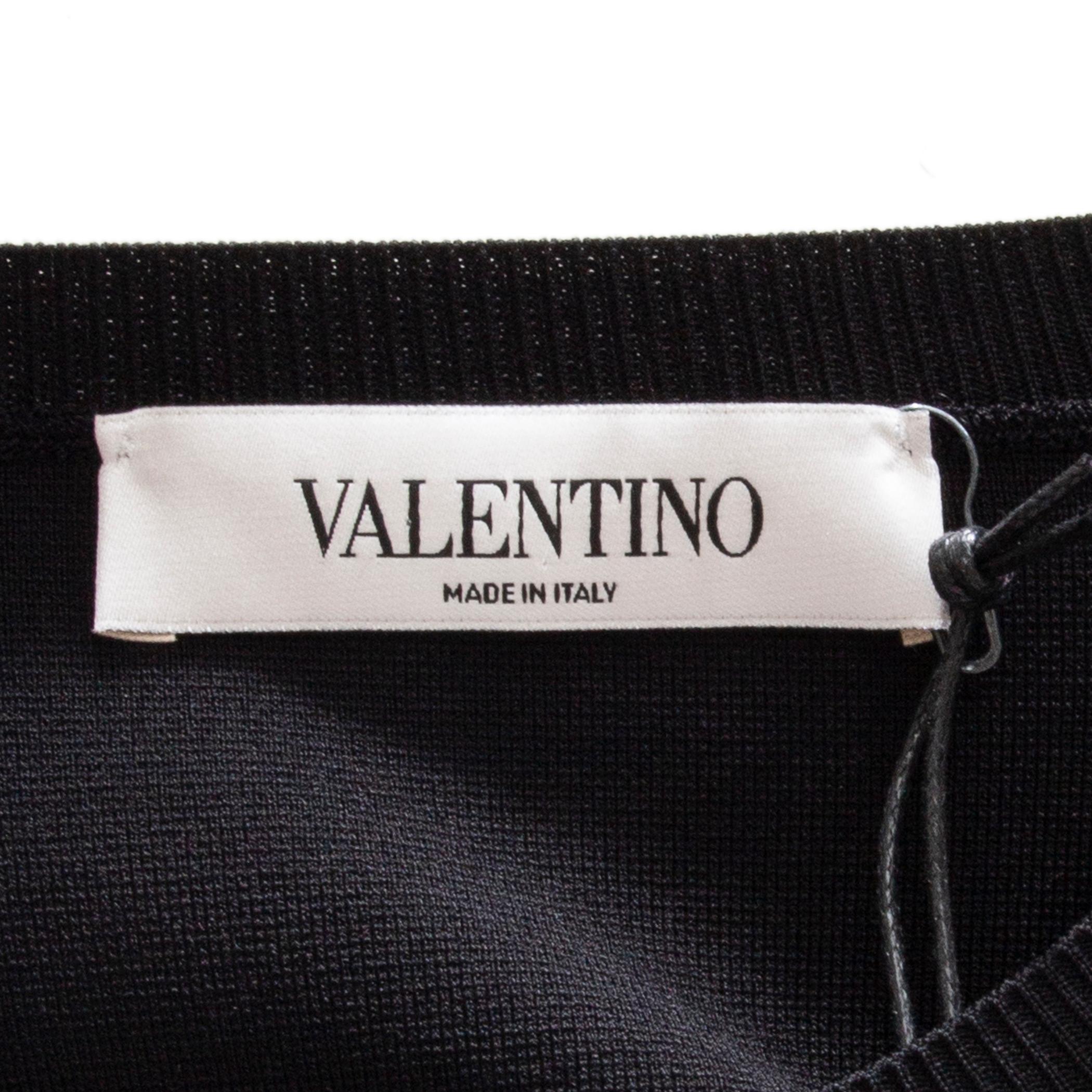 VALENTINO black OVERSIZED RUFFLE SEAM KNIT Blouse Shirt S In Excellent Condition For Sale In Zürich, CH