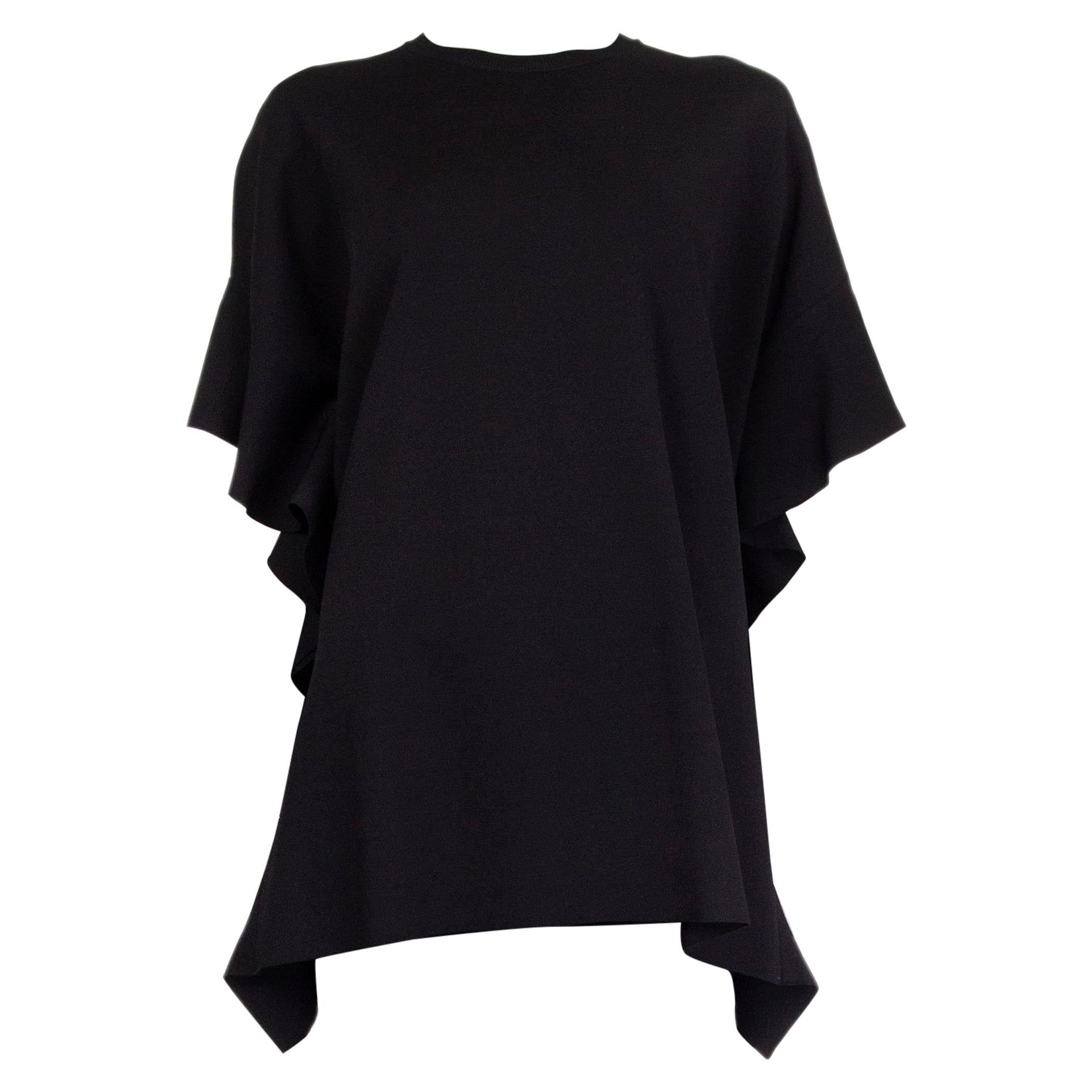 VALENTINO black OVERSIZED RUFFLE SEAM KNIT Blouse Shirt S For Sale