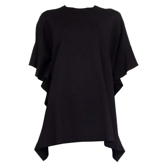 CHANEL black SHEER STAR LACE Cap Sleeve Blouse Shirt M For Sale at 1stDibs