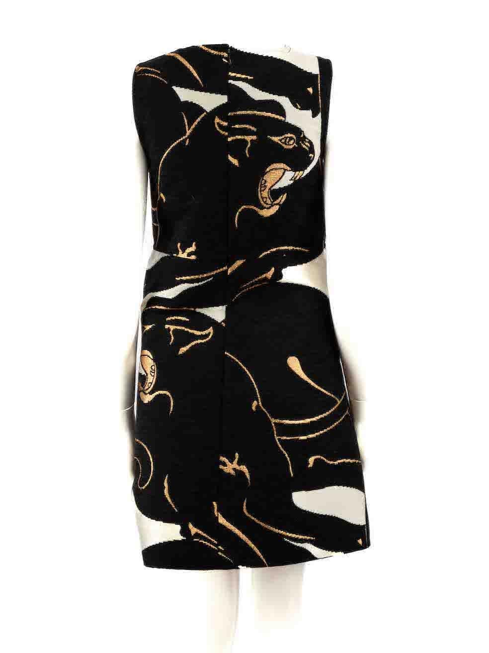 Valentino Black Panther Jacquard Mini Dress Size S In Good Condition In London, GB