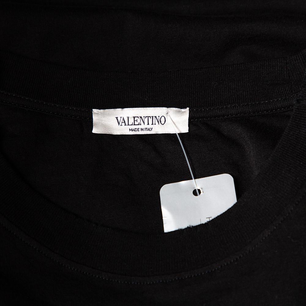 Valentino Black Party Aftershow Printed Cotton Crewneck T-Shirt M 1