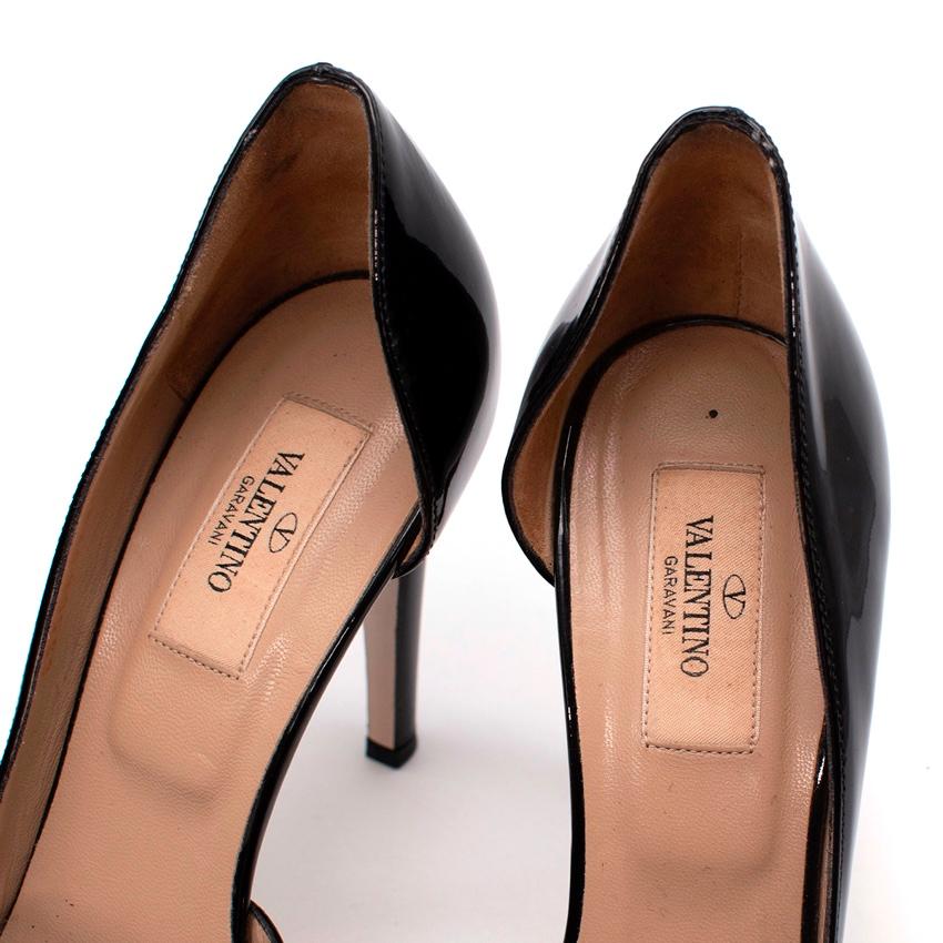 Valentino Black Patent Couture Bow D'Orsay Heeled Pumps For Sale 1