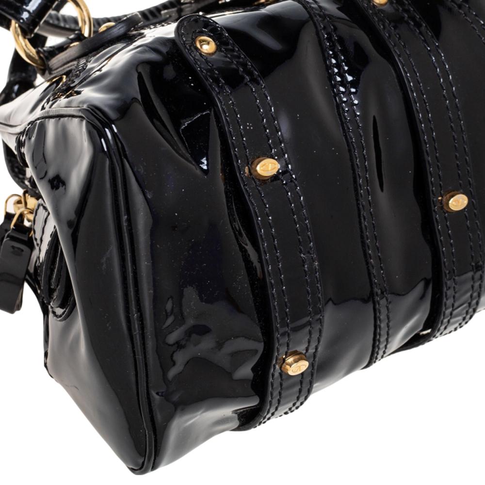 Valentino Black Patent Leather and Crystal Catch Satchel 4