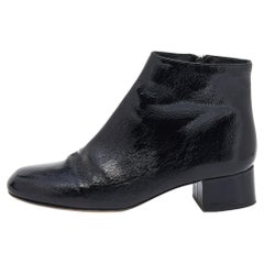 Valentino Black Patent Leather Ankle Length Boots Size 39