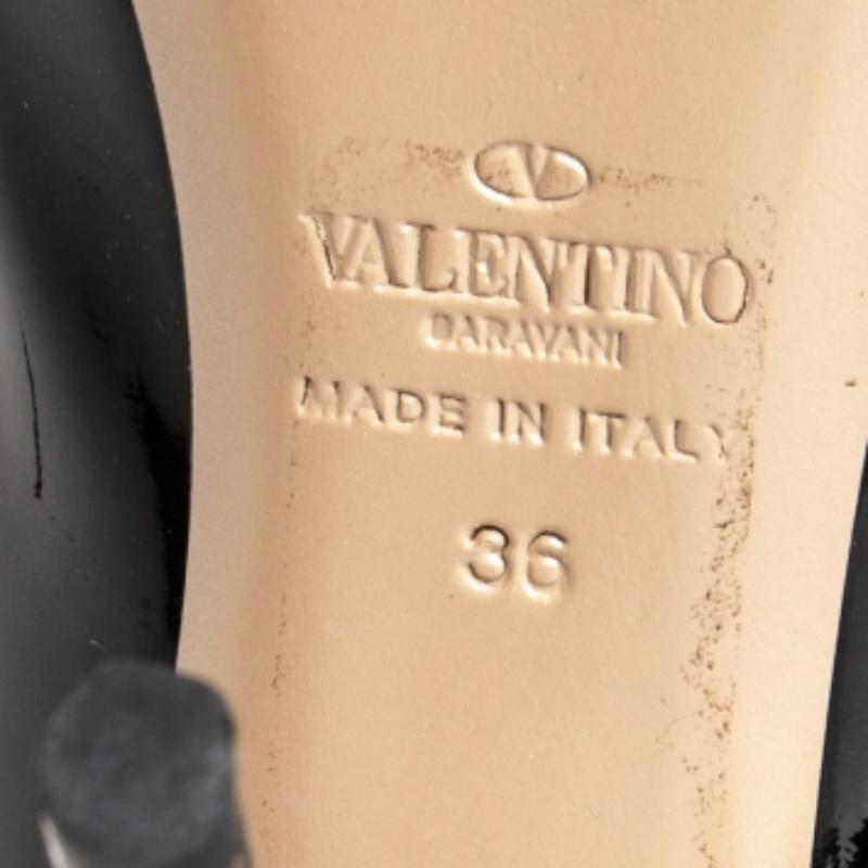 Valentino Schwarze Couture Plateau Pumps aus Lackleder mit Schleife und Peep Toe Größe 36 im Angebot 1