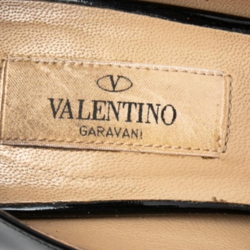 Valentino Schwarze Couture Plateau Pumps aus Lackleder mit Schleife und Peep Toe Größe 36 im Angebot 3