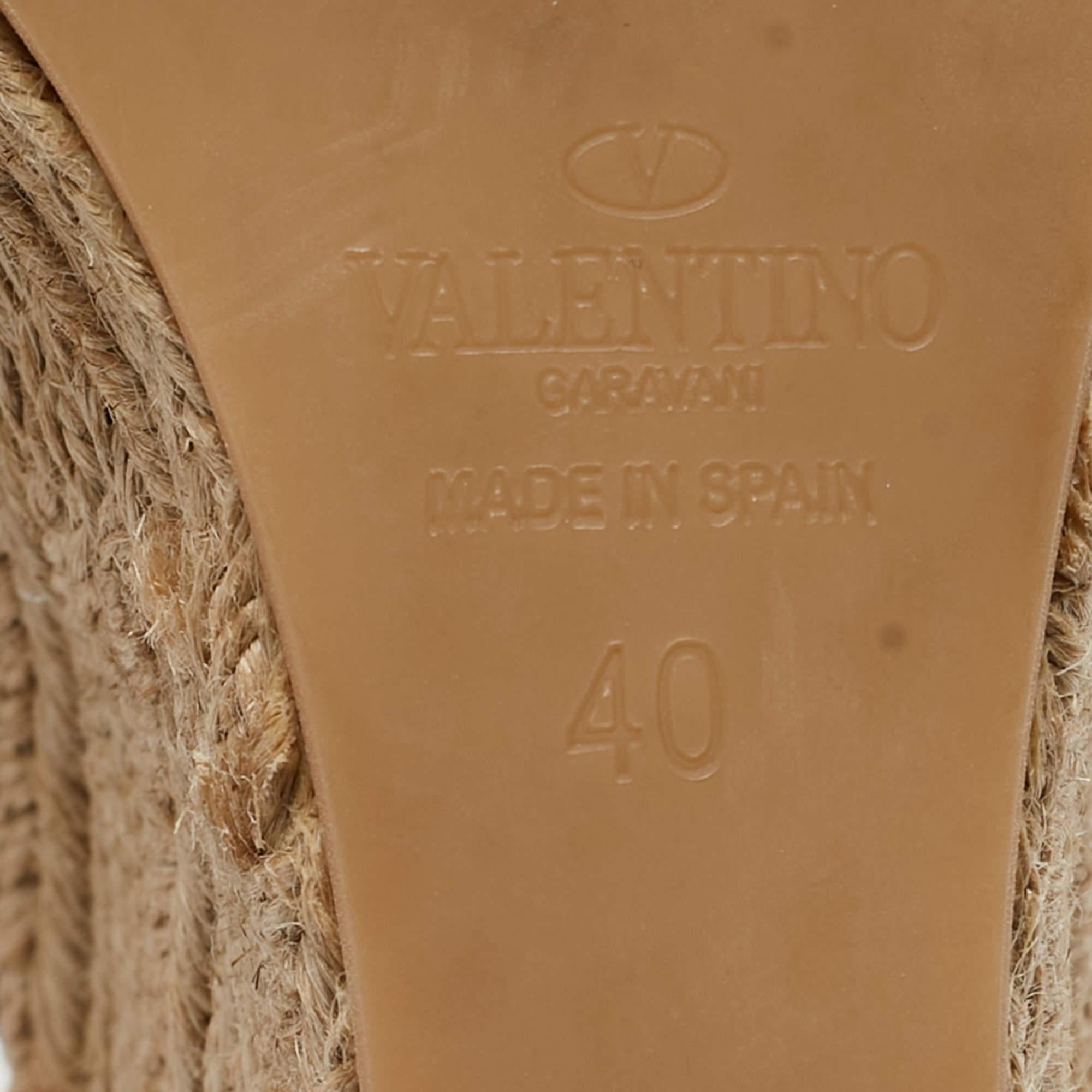 Valentino Black Patent Leather Espadrille Wedge Sandals Size 40 4