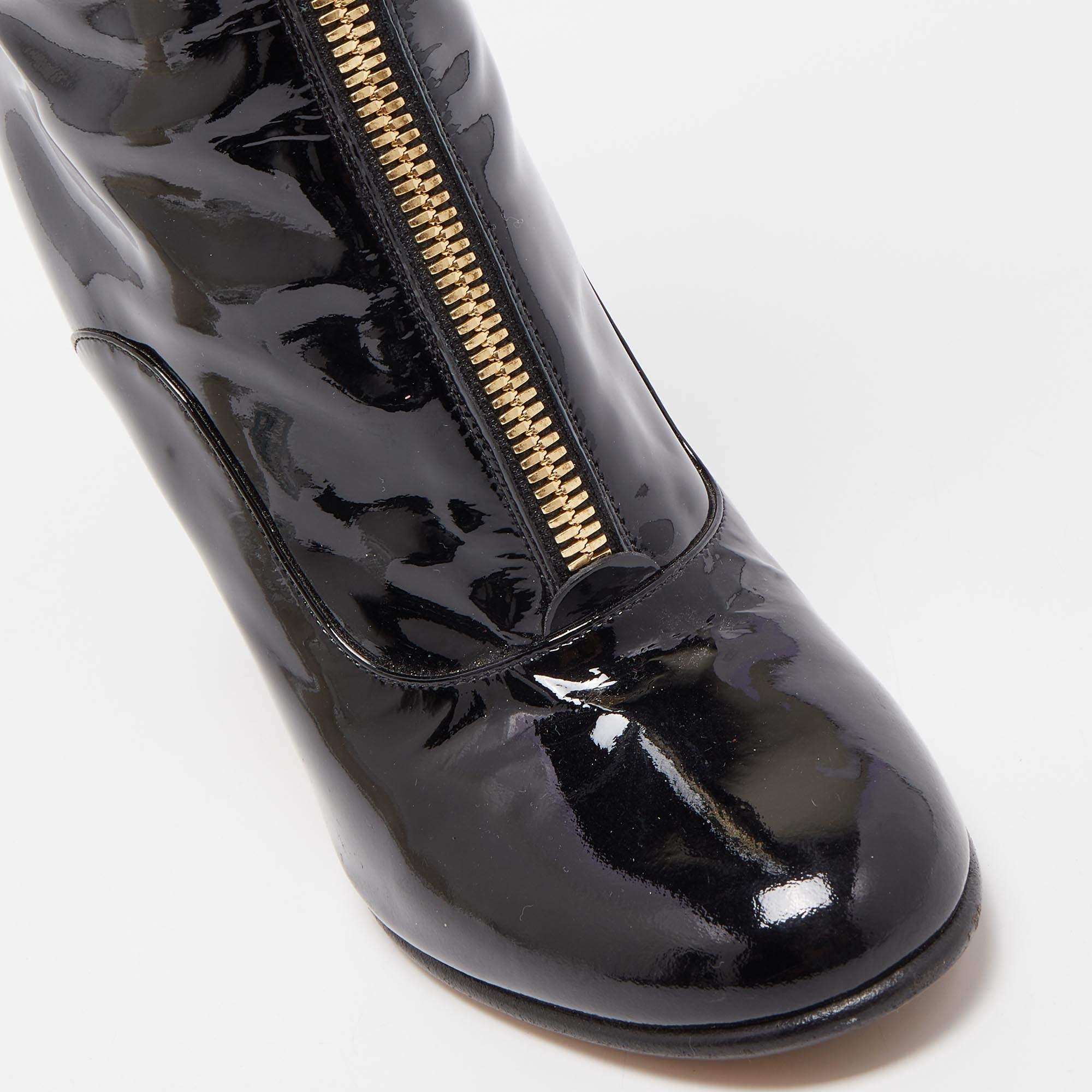 Valentino Black Patent Leather Knee Length Boots Size 38 4