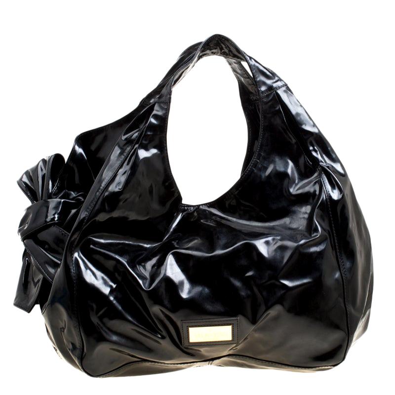 Valentino Black Patent Leather Large Nuage Bow Tote