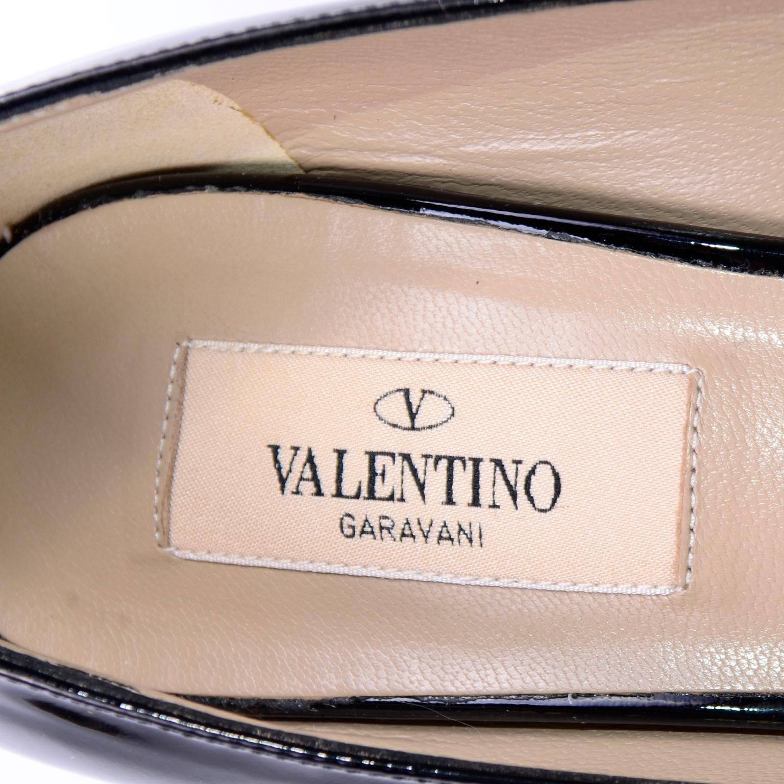Valentino Black Patent Leather Open Toe Heels With Statement Bows 2