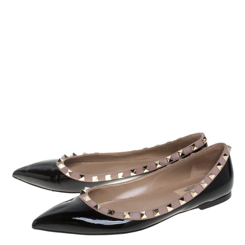 Valentino Black Patent Leather Rockstud Ballet Flats Size 38.5 1