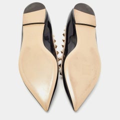 Valentino Black Patent Leather Rockstud Ballet Flats Size 39.5