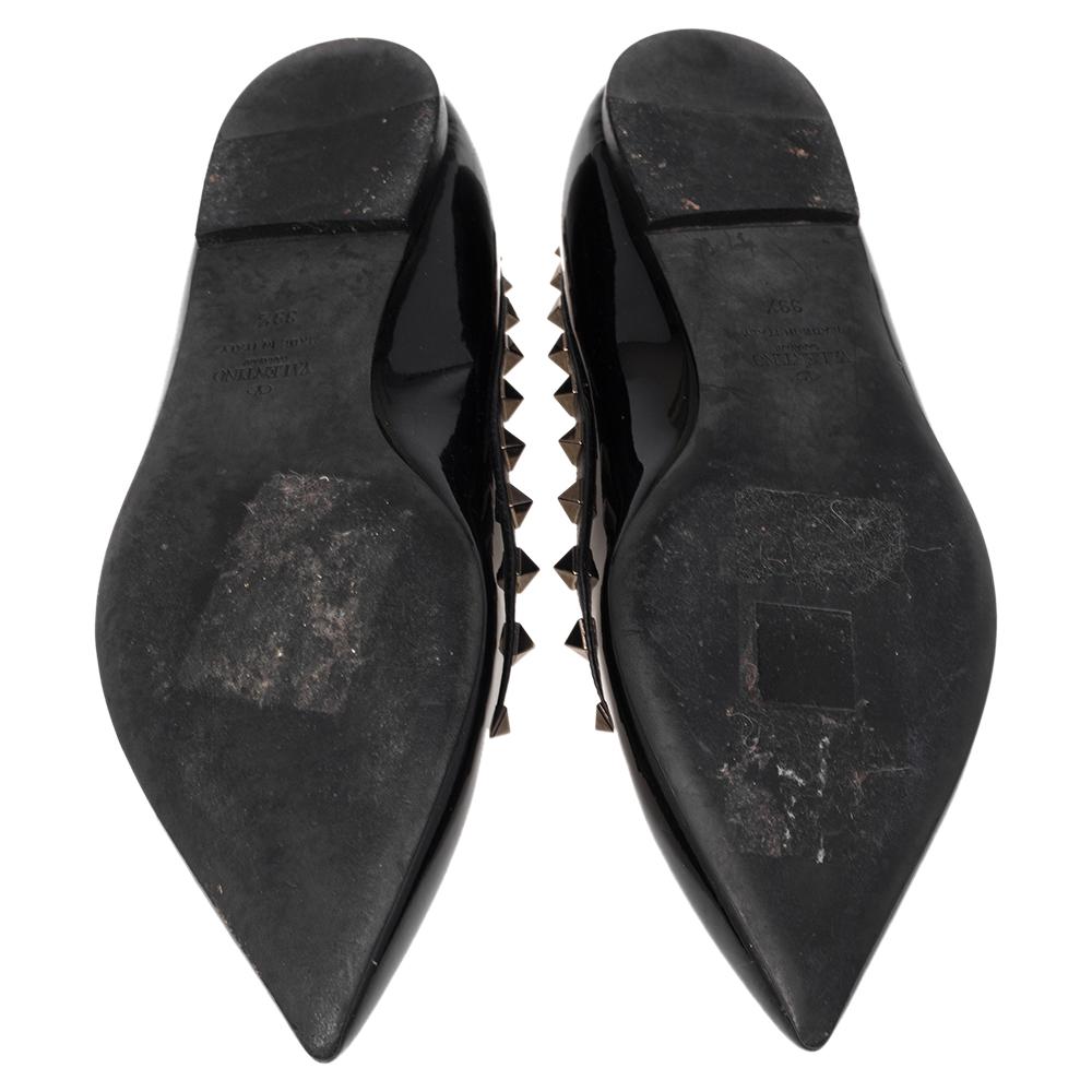 Women's Valentino Black Patent Leather Rockstud Ballet Flats Size 39.5