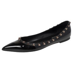 Valentino Black Patent Leather Rockstud Ballet Flats Size 39.5