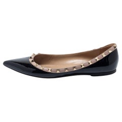 Valentino Black Patent Leather Rockstud Ballet Flats Size 39.5