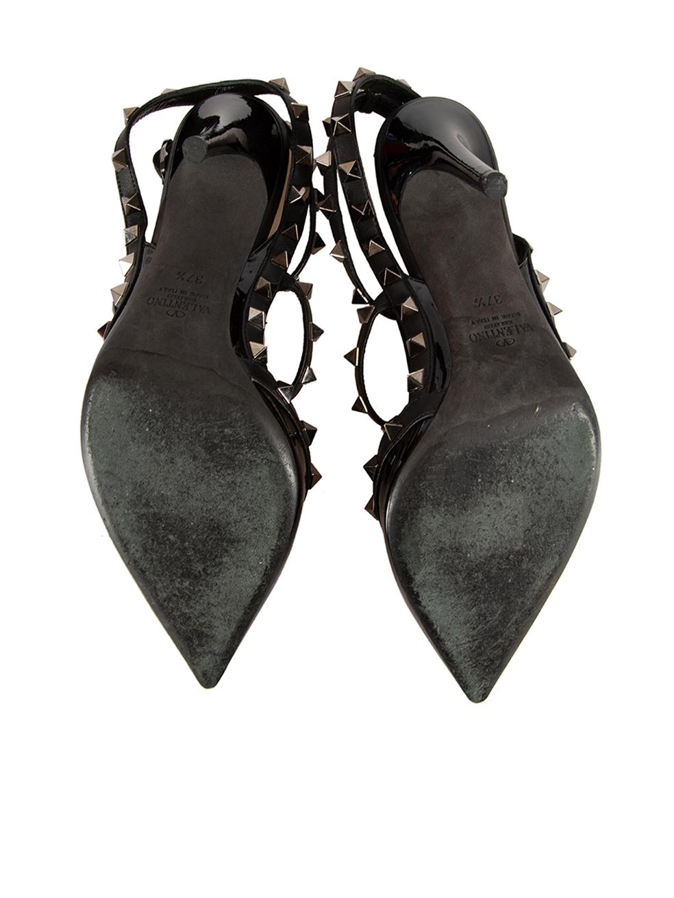 Women's Valentino Black Patent Leather Rockstud Heels Size IT 37.5