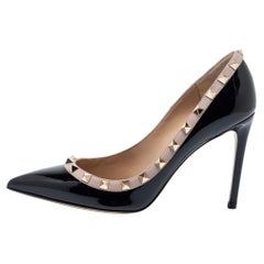 Valentino Black Patent Leather Rockstud Pointed Toe Pumps Size 37.5
