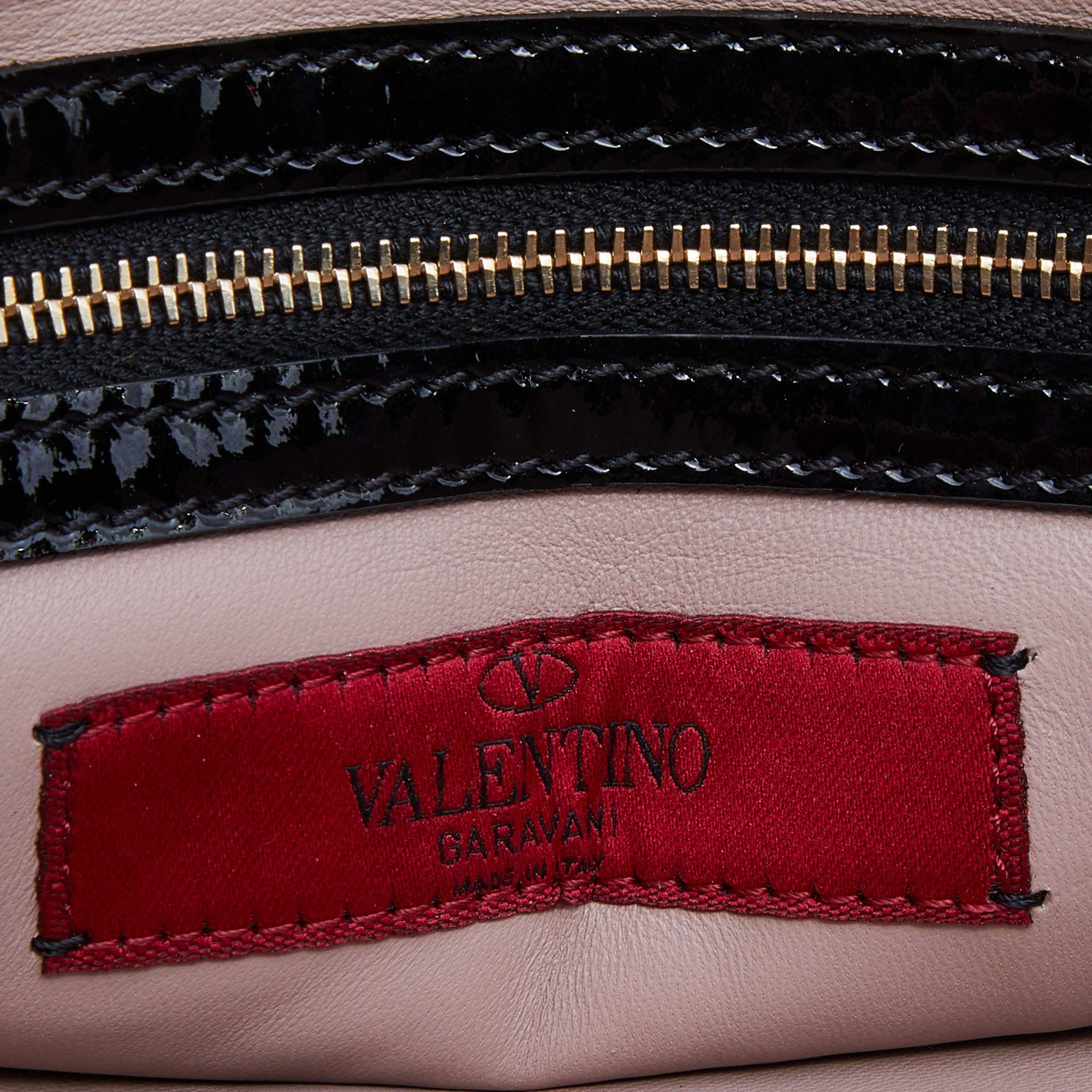 Valentino Black Patent Leather Rockstud Wristlet Clutch 5