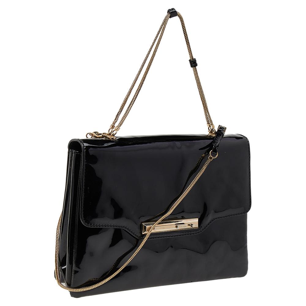 Women's Valentino Black Patent Leather Shoulder Bag For Sale