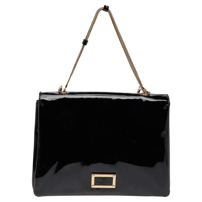 Valentino Black Patent Leather Shoulder Bag For Sale at 1stDibs