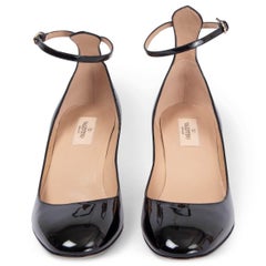 VALENTINO black patent leather TAN-GO Ankle Strap Pumps Shoes 40.5