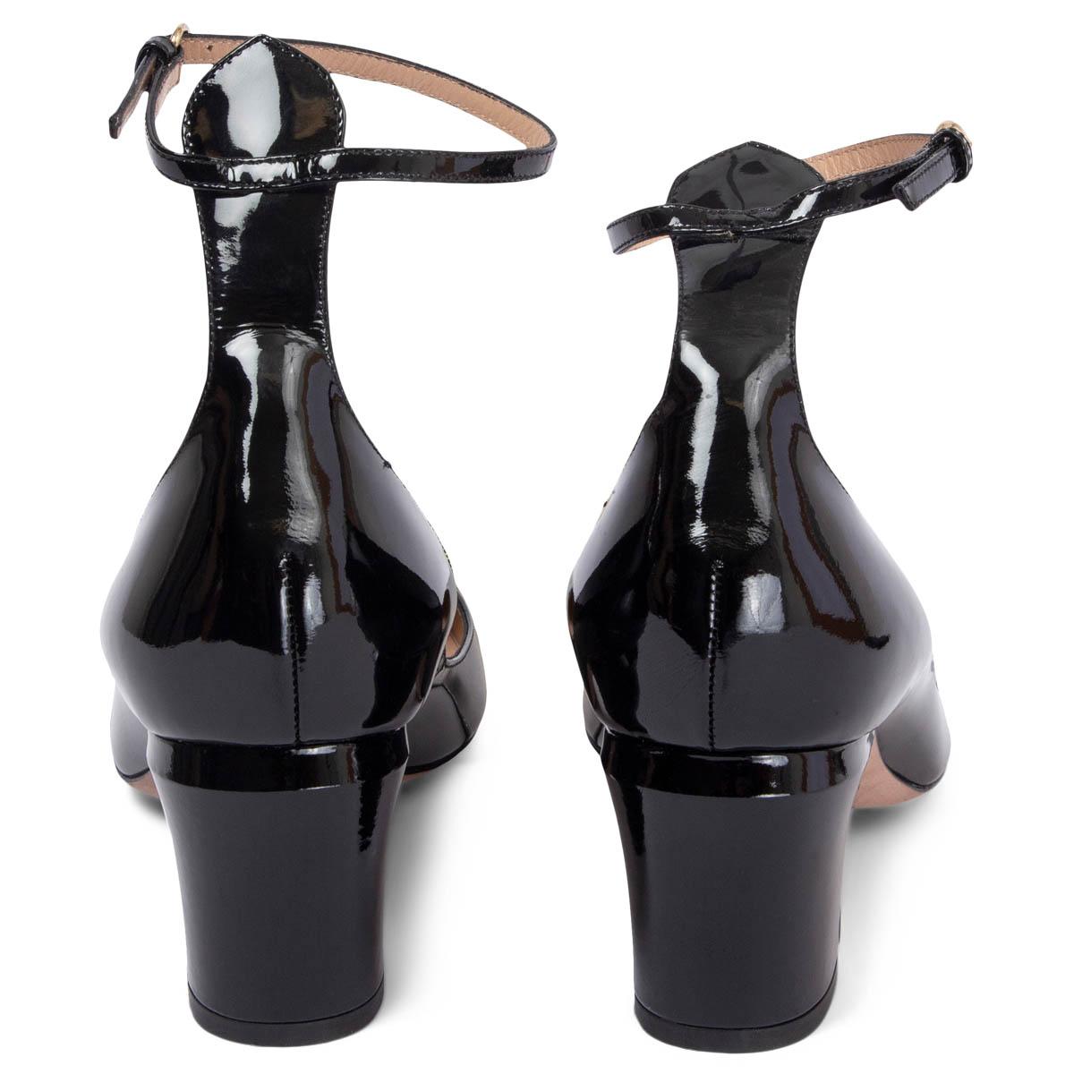 VALENTINO Schwarze Lackleder Tan-GO Pumps mit Knöchelriemen Pumps Schuhe 40,5 Damen im Angebot