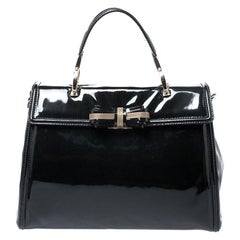 Valentino Black Patent Leather Top Handle Bag