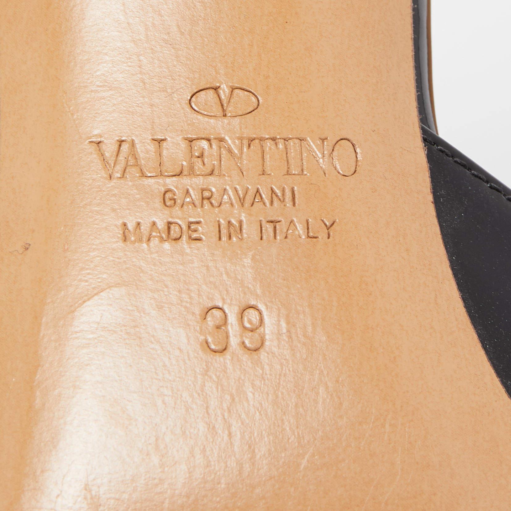 Valentino Black Patent Leather V LOGO Mules  6