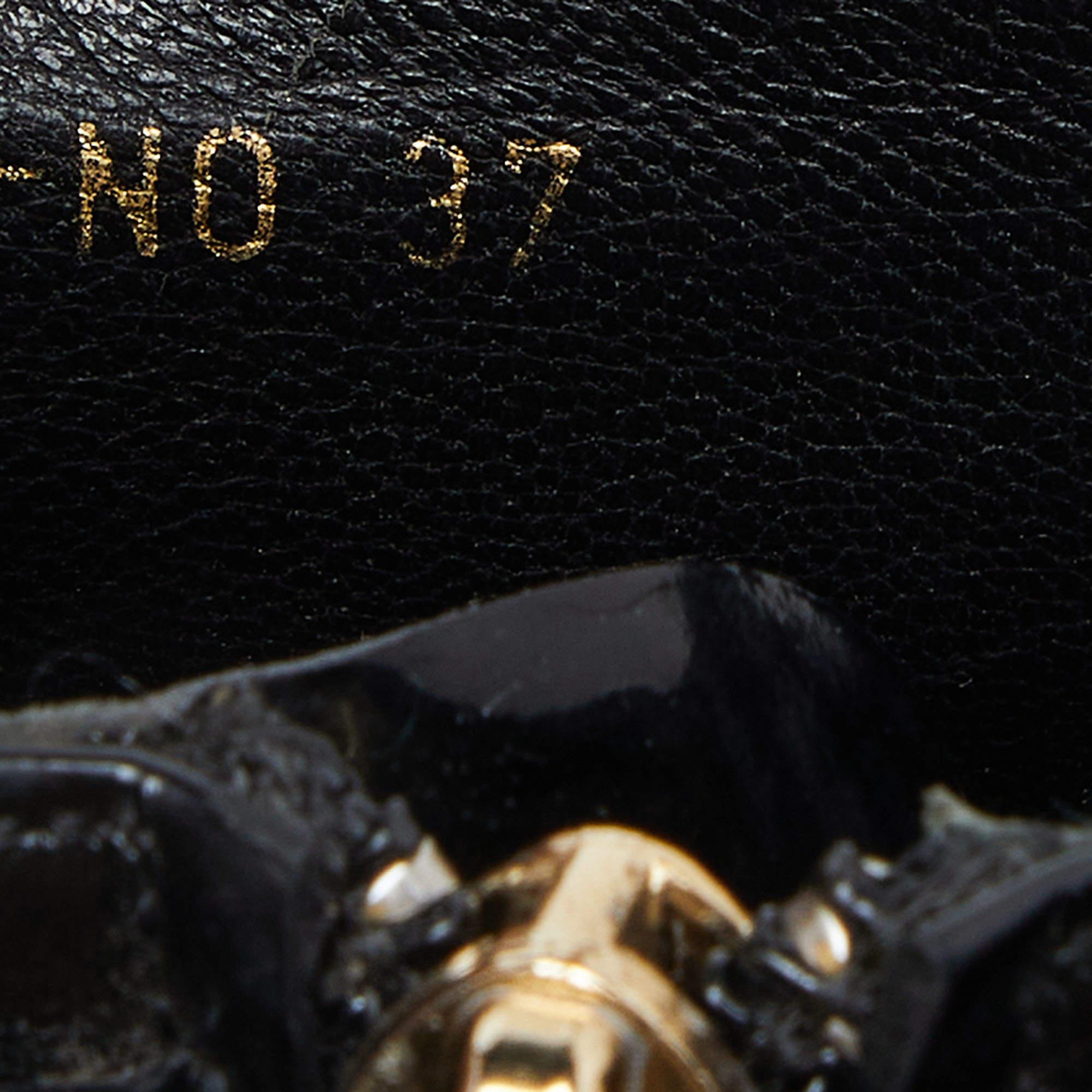 Valentino - Bottines à semelle compensée en cuir verni noir - Taille 37 en vente 3