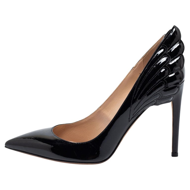Valentino Black Patent Leather Wings Detail Pointed Toe Pumps Size 39 For  Sale at 1stDibs