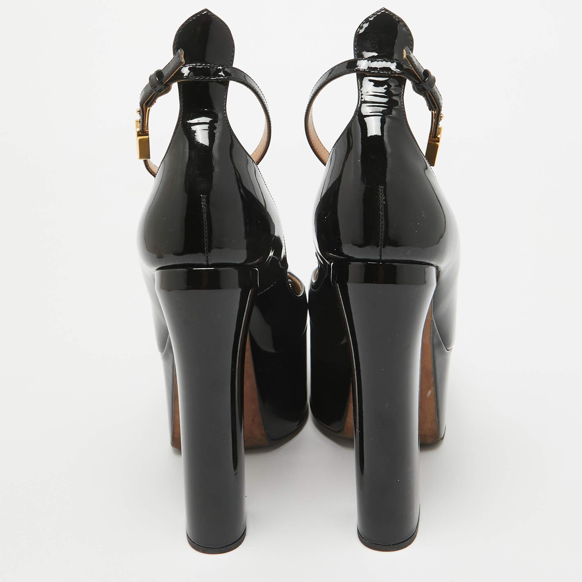 Donna Valentino, brevetto nero, Tango Platform Pumps, misura 37,5