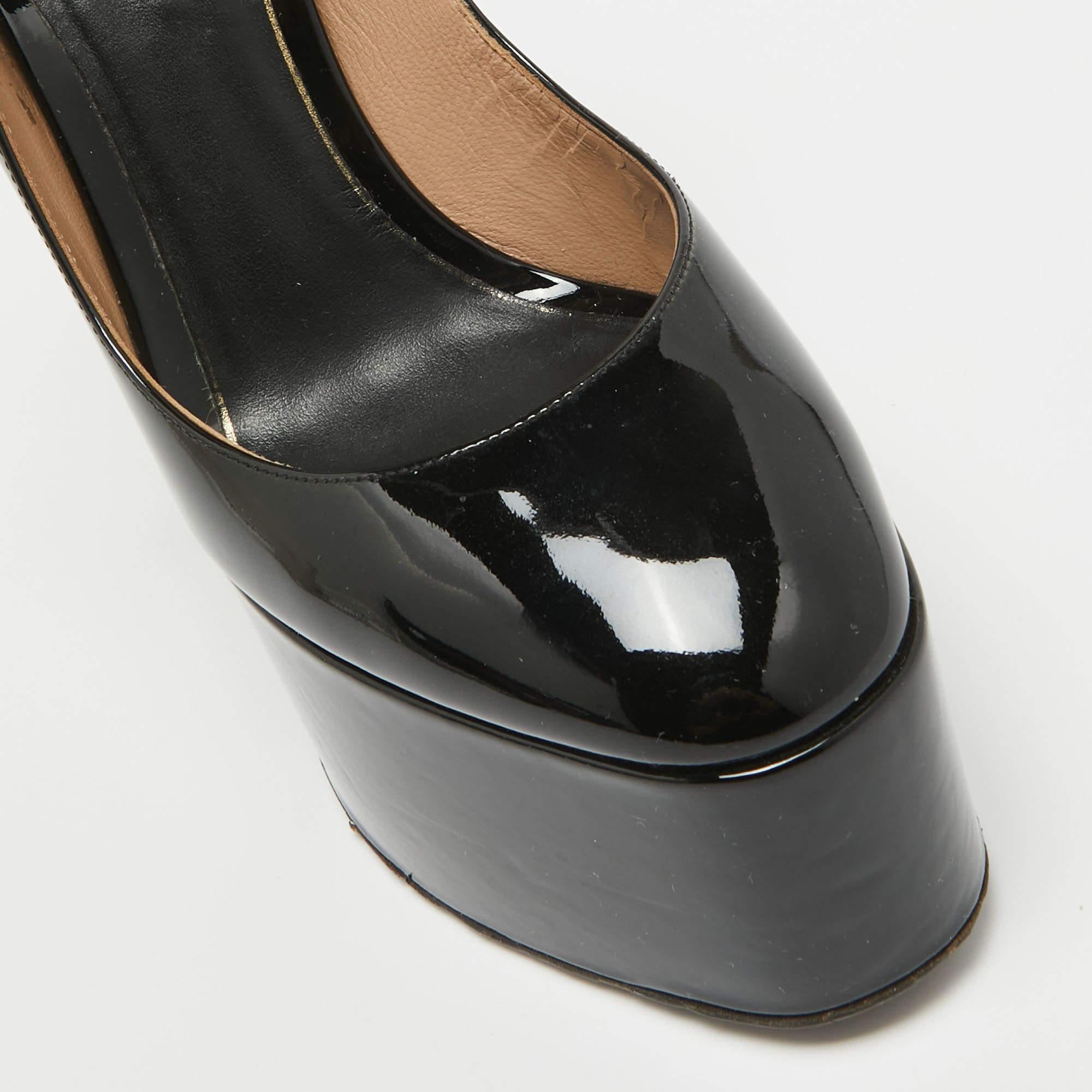 Valentino, brevetto nero, Tango Platform Pumps, misura 37,5 2