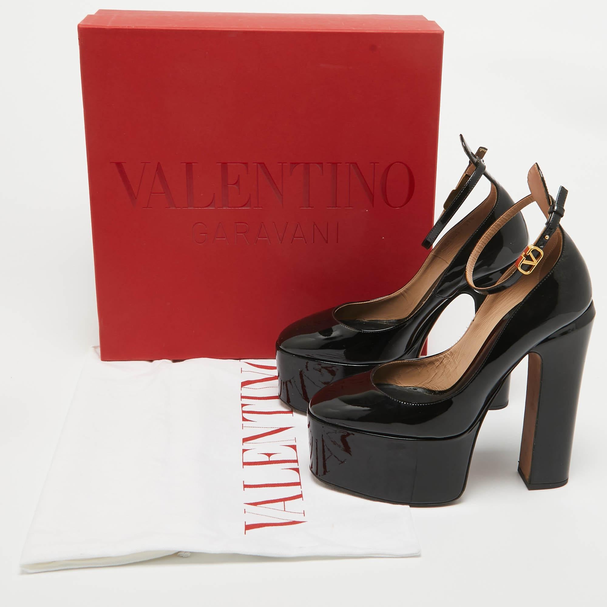 Valentino, brevetto nero, Tango Platform Pumps, misura 37,5 4
