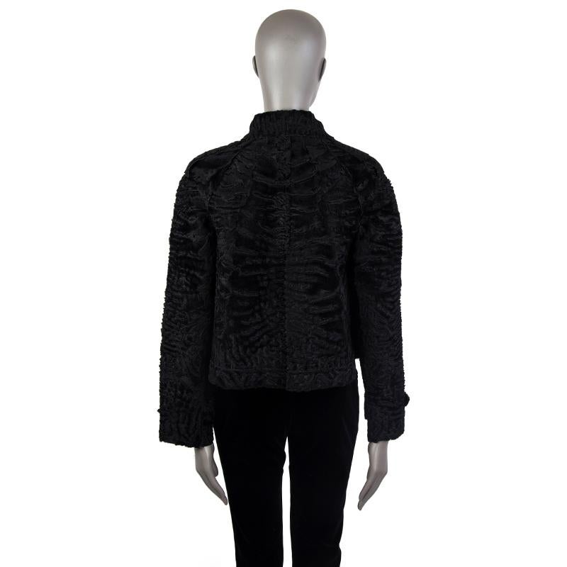 Black VALENTINO black PERSIAN LAMB FUR CROPPED Jacket 40 M For Sale