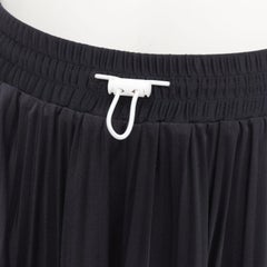 VALENTINO black pink stripes patchwork pleated toggle pleated midi skirt XS