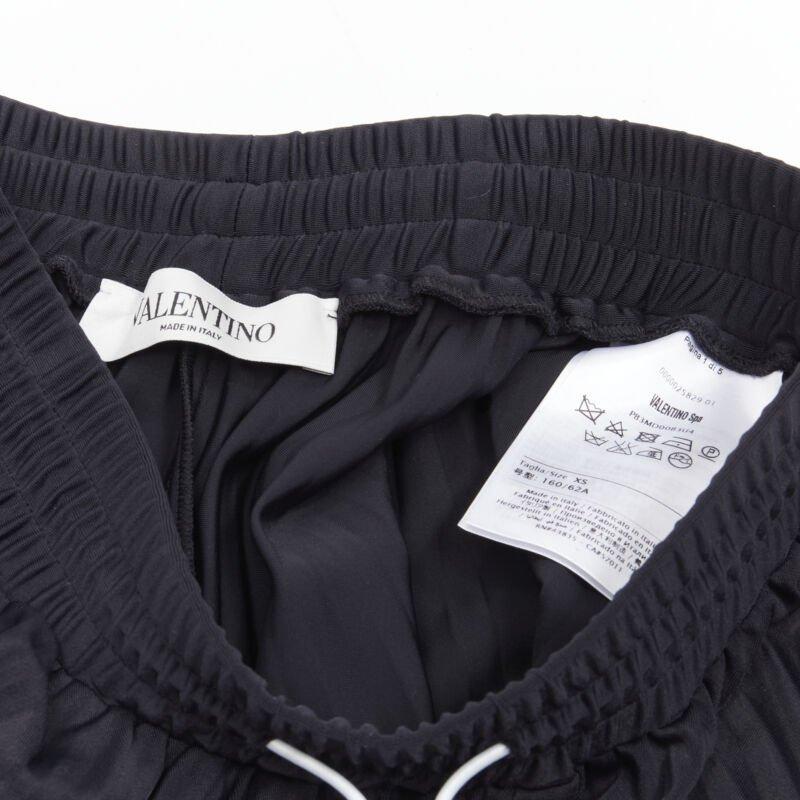 VALENTINO black pink stripes patchwork pleated toggle pleated midi skirt XS For Sale 4