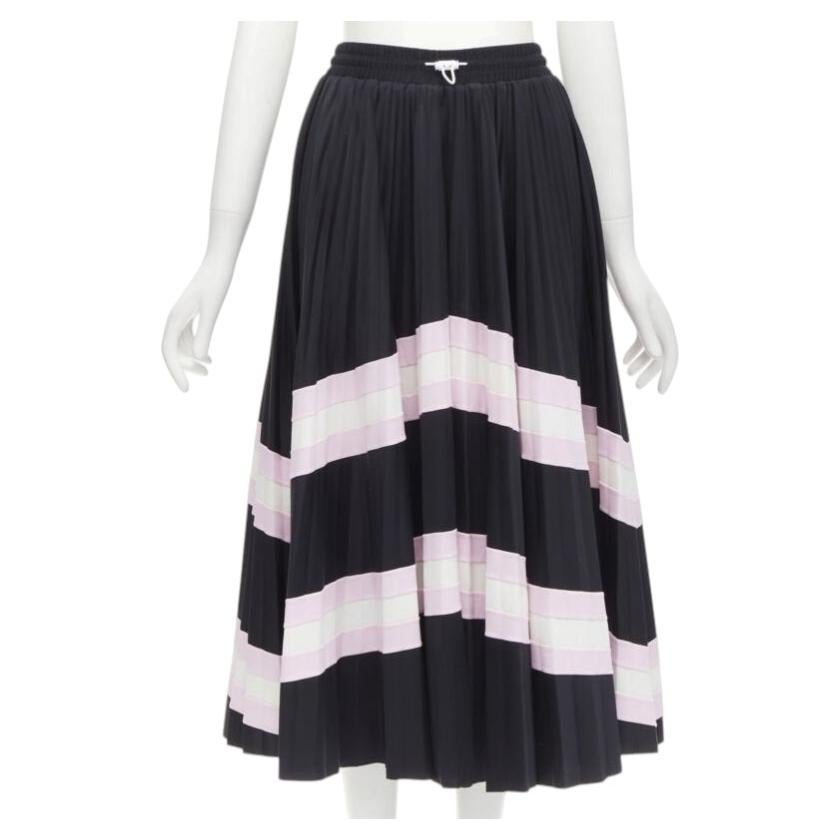 VALENTINO negro rosa rayas patchwork plisado toggle plisado falda midi XS en venta