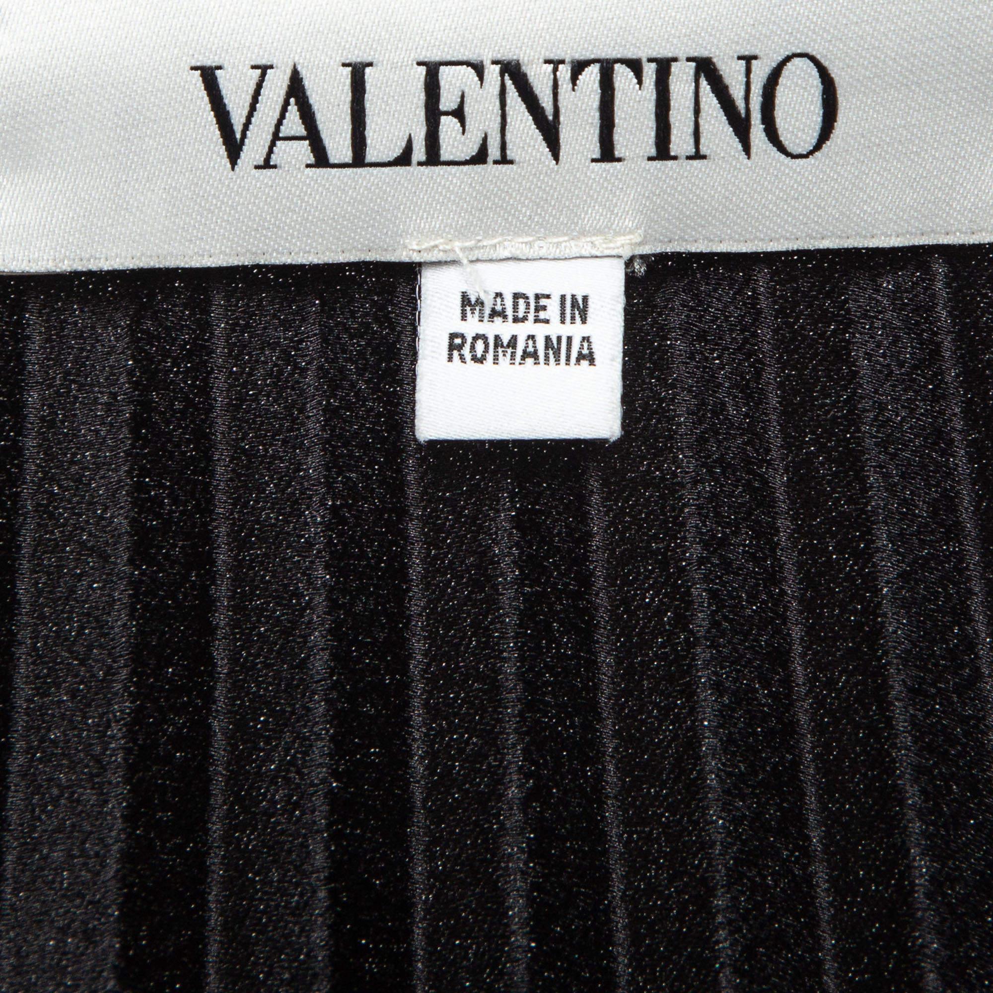 Valentino Black Pleated Crepe Midi Skirt S For Sale 1