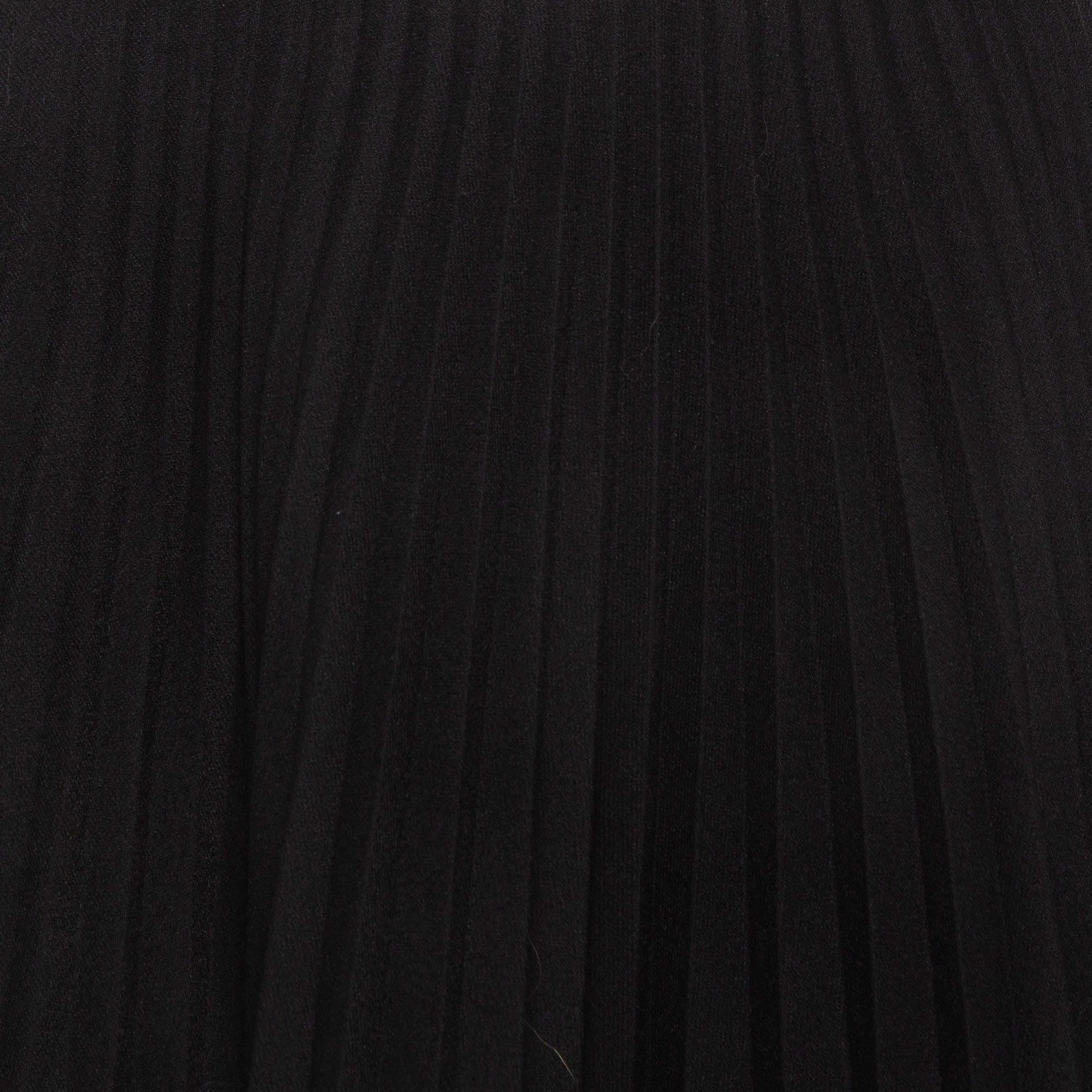 Valentino Black Pleated Crepe Midi Skirt S For Sale 2