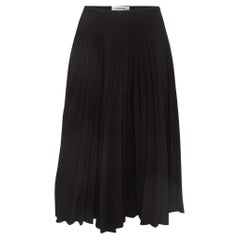 Valentino Black Pleated Crepe Midi Skirt S