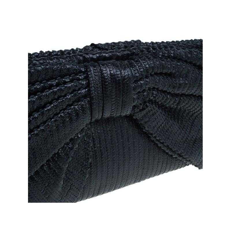 Valentino Black Pleated Oversized Bow Clutch Bag 3