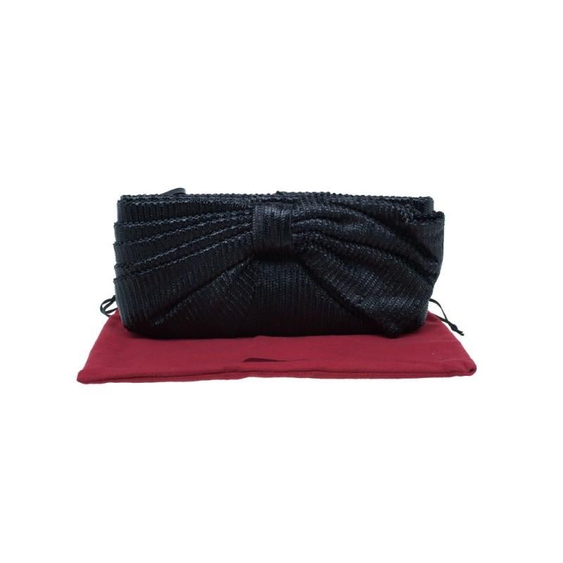 Valentino Black Pleated Oversized Bow Clutch Bag 5