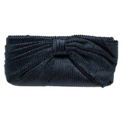 Valentino Black Pleated Oversized Bow Clutch Bag