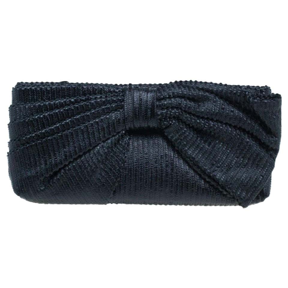 Valentino Black Pleated Oversized Bow Clutch Bag For Sale at 1stDibs