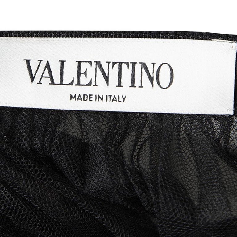 Valentino Black Pleated Tulle Midi Skirt M For Sale at 1stDibs