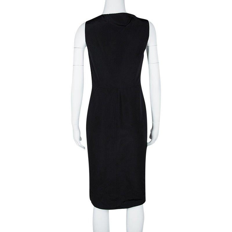 Valentino Black Plunged Neck Bow Detail Sleeveless Dress M In Good Condition In Dubai, Al Qouz 2